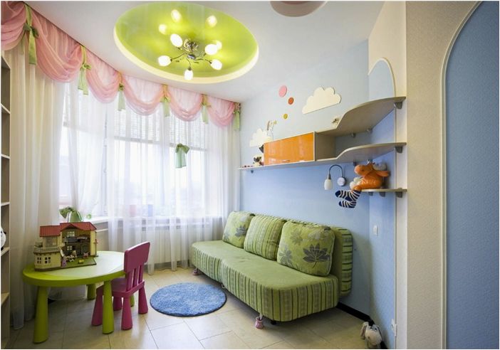 Варианты натяжных потолков в дизайн детской комнаты